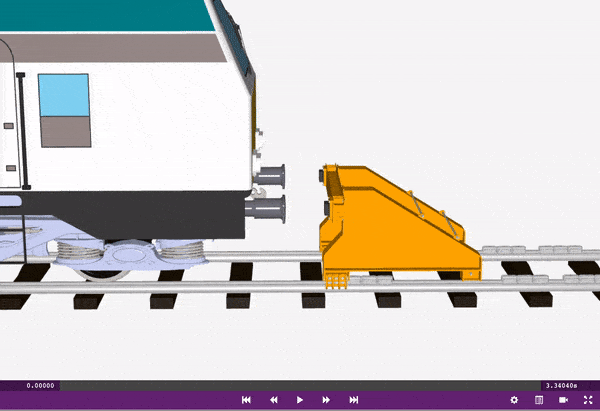 Simulation showing Train collision with a buffer stop